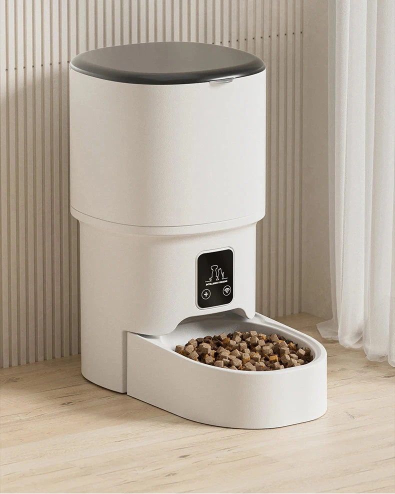 Factory Direct 4L Pet Automatic Feeder WiFi Remote Timing Quantitative Solid Eco-Friendly Bowls Charge-Powered