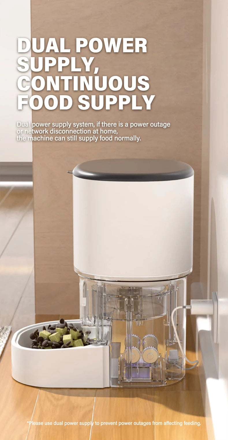 Factory Direct 4L Pet Automatic Feeder WiFi Remote Timing Quantitative Solid Eco-Friendly Bowls Charge-Powered