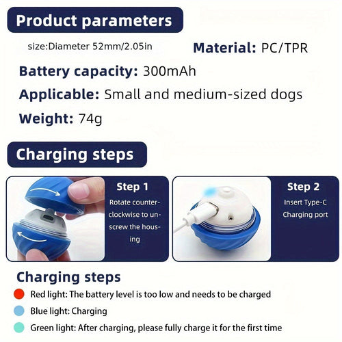 Interactive Electronic Dog & Cat Toy Ball-Smart Moving Automatic Jump & Roll Eco-Friendly Silicone Fashion & Luxury Style